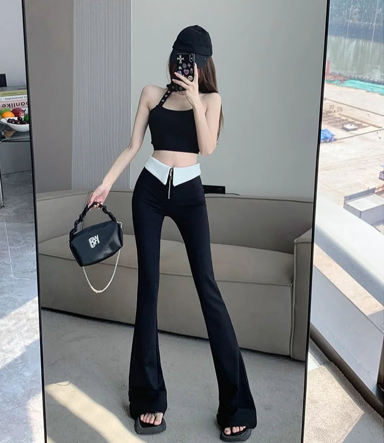 Women Flare Zipper Leggings