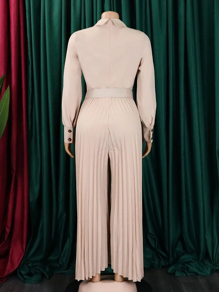 MaxiFit™ – Belted Button Maxi Office Jumpsuit (Work Chic, Waist-Defining & Longline)