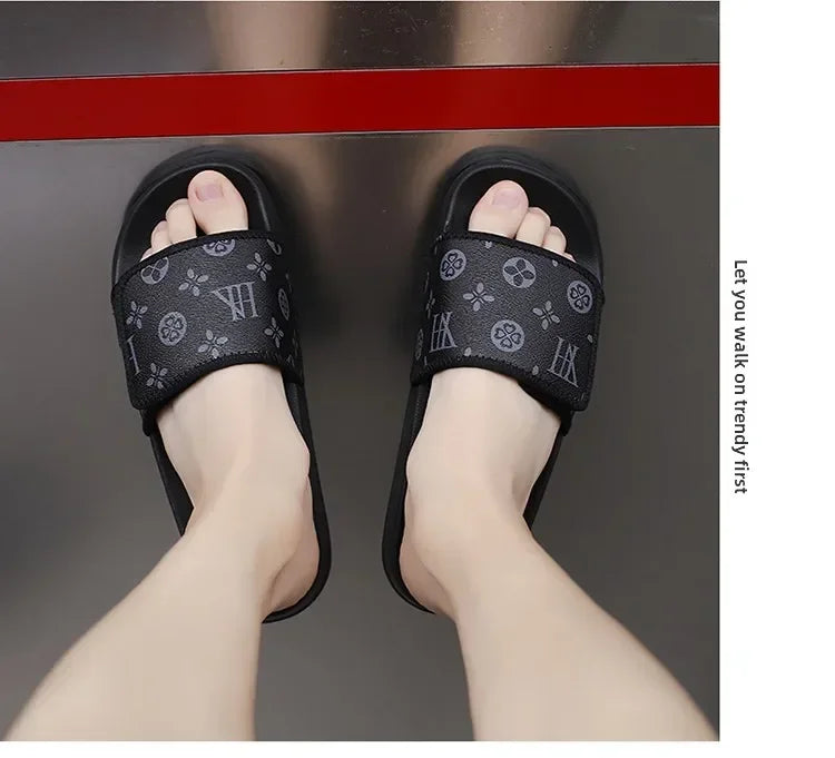 Men Genuine Leather Summer Sandals Slippers