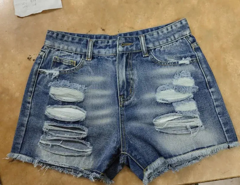 2000s Tassel Ripped Hot Denim Shorts