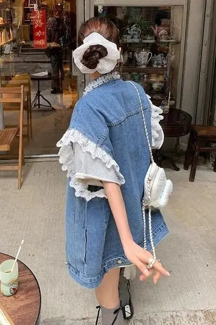 French Lace Denim Jacket