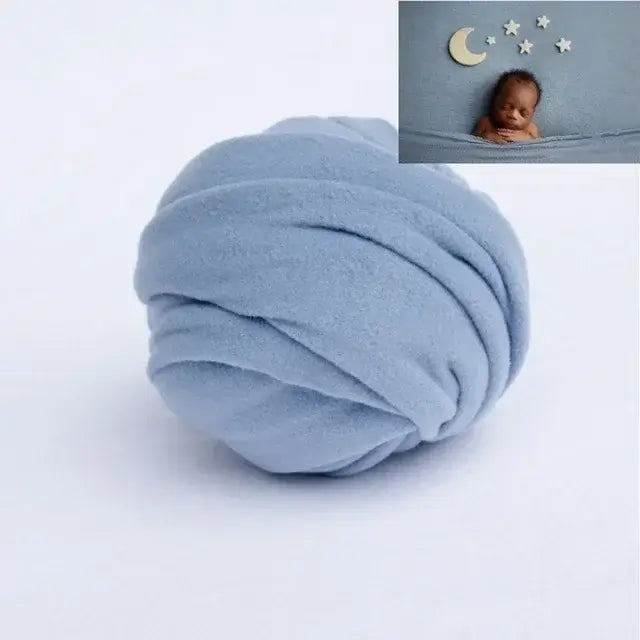 Soft blue polyester blanket for baby photo shoots, ideal for ages 0-1 year, unisex design, solid pattern backdrop.