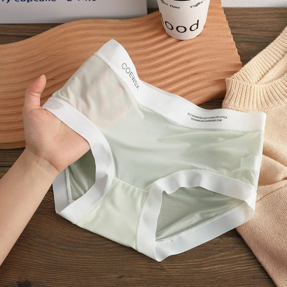 Women Ruffle Ice Silk Panties