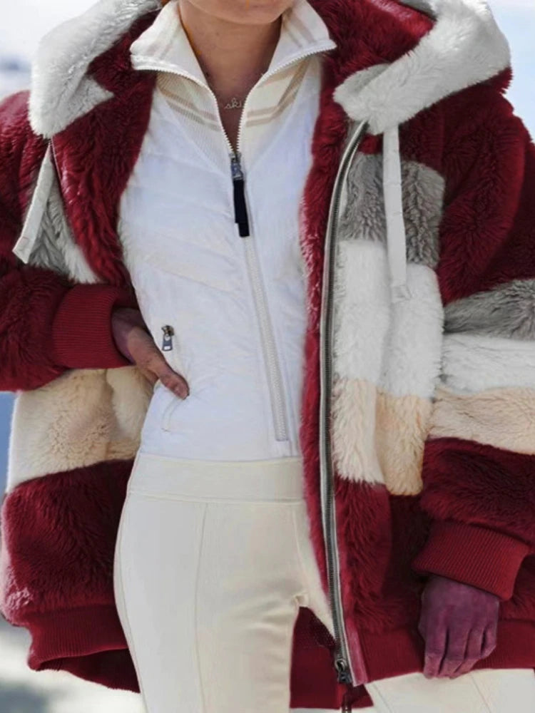Women's Plus Size Long Teddy Bear Coat