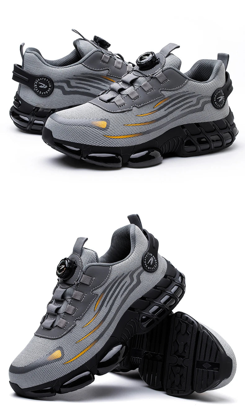 Men Rotating Button Steel Toe Safety Shoes