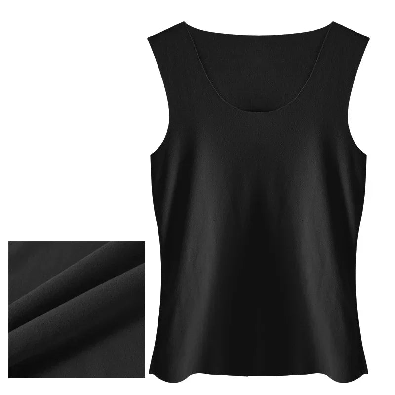 HeatHold™ Thermal Slim Inner Vest in black, sleeveless design made of spandex and polyester for women.