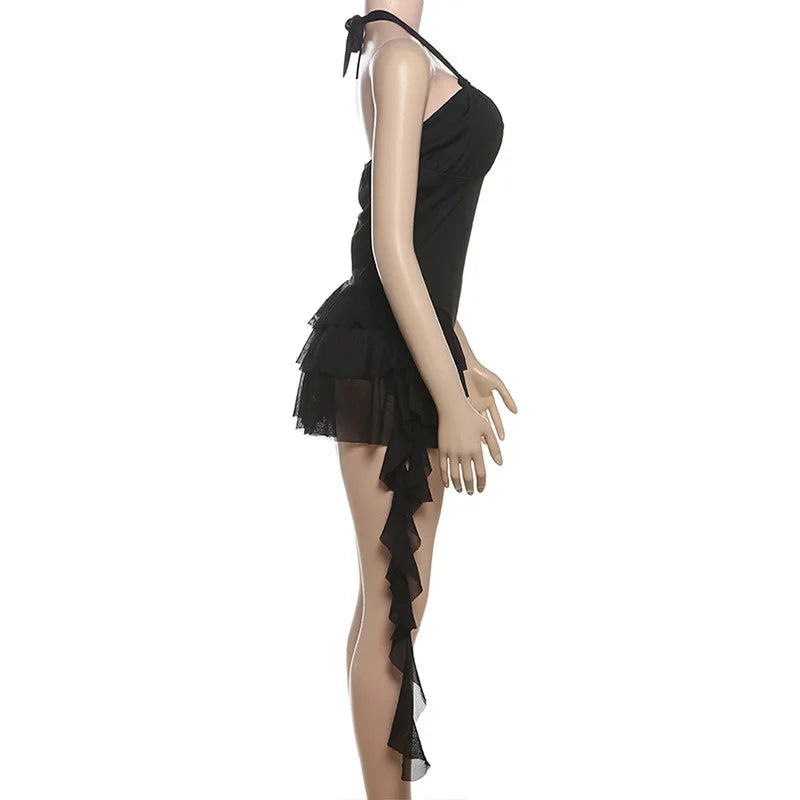 Ruffina™ – Black Ruffle Halter Festival Jumpsuit (Bold, Fun & Carefree)