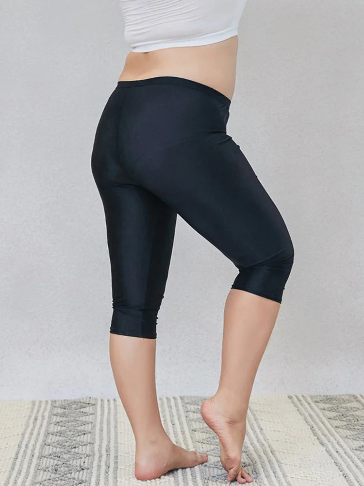 Women Shiny Neon Spandex Capri Leggings