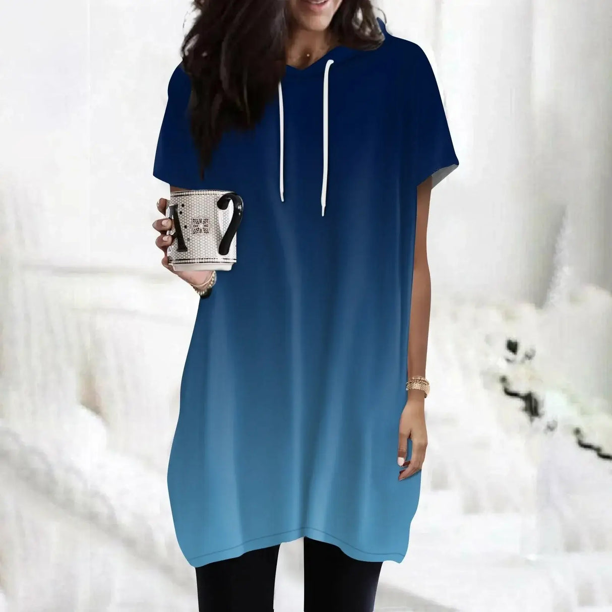 Women Oversized Short Sleeve Hoodie