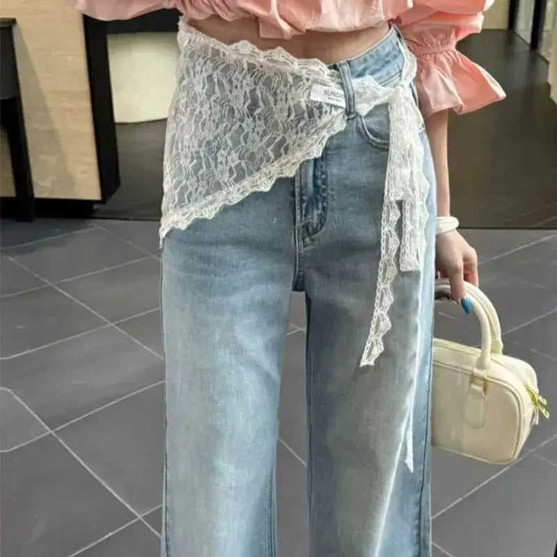 Women Embroidered Lace Mini Apron Skirt