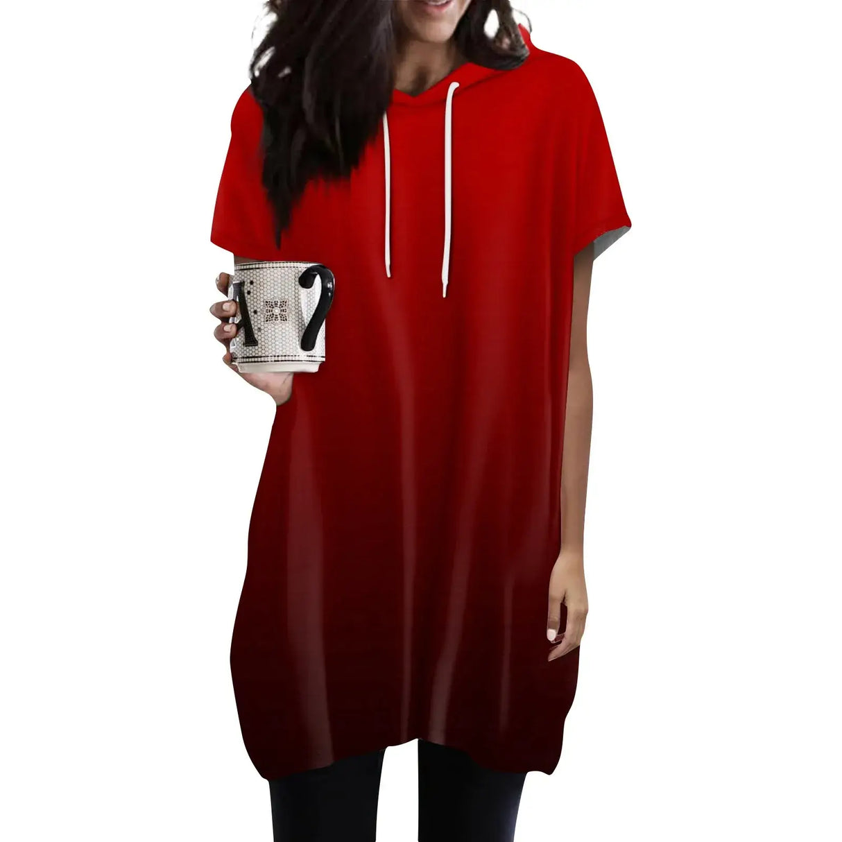 Women Oversized Short Sleeve Hoodie