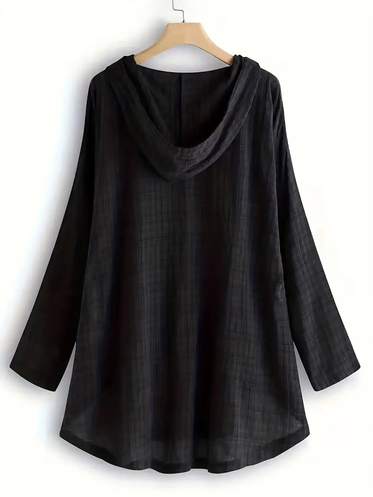 Women Plus Size Plaid Hooded Shirt
