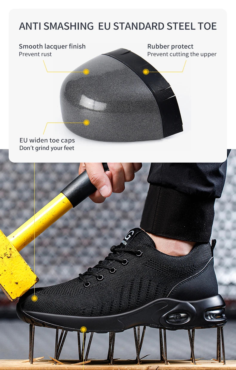 Unisex Breathable Steel Toe Safety Shoes