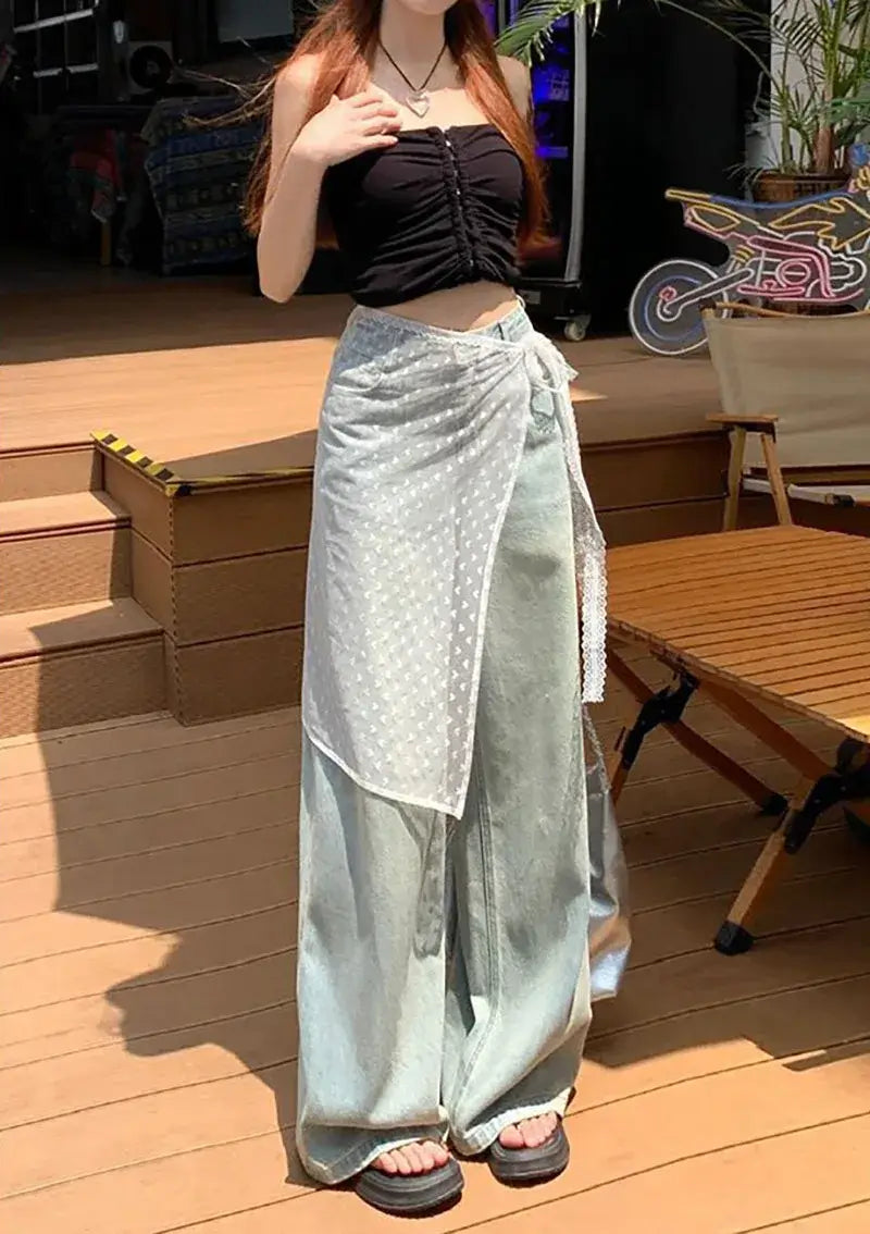 Women Vintage Lace Tulle Bandage Skirt