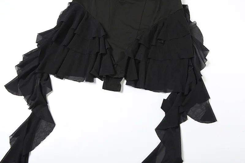 Ruffina™ – Black Ruffle Halter Festival Jumpsuit (Bold, Fun & Carefree)