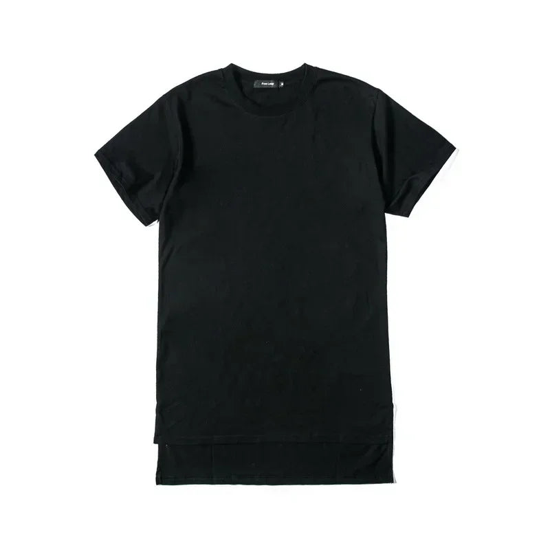Men Long Hem Streetwear Tee
