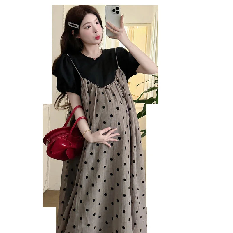 Summer Maternity Two-Piece Skirt Set