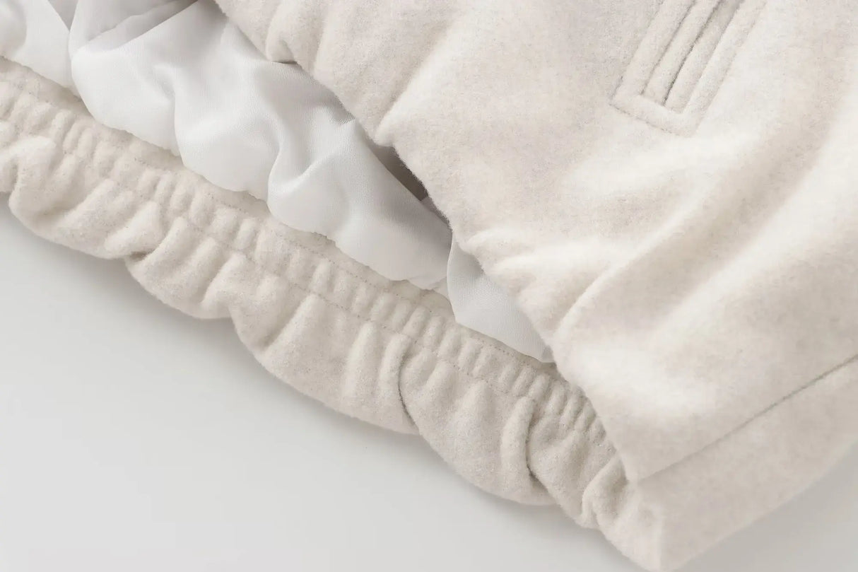 Women Red Zipper Cropped Bomber Jacket