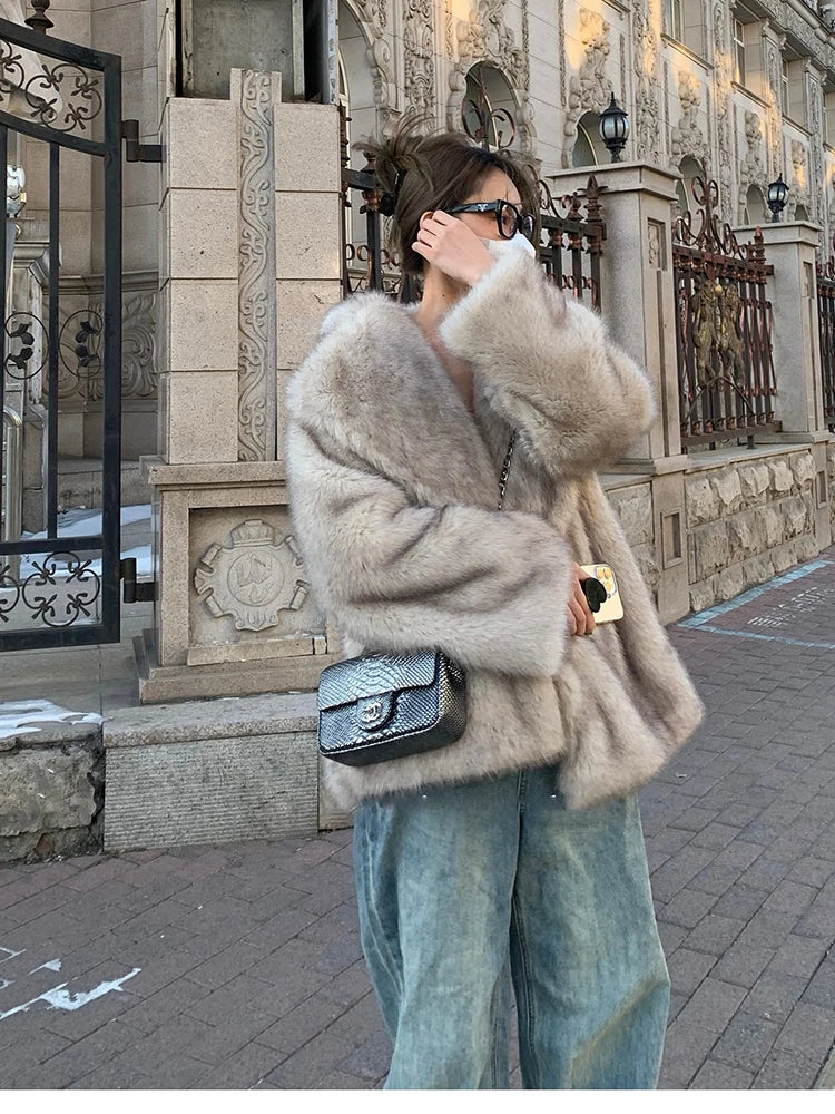 Oversized Faux Fox Fur Winter Coat