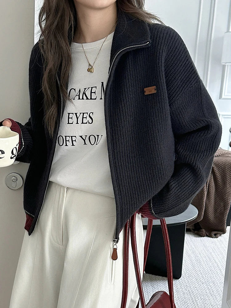 Women's Zip-Up Merino Wool Cardigan