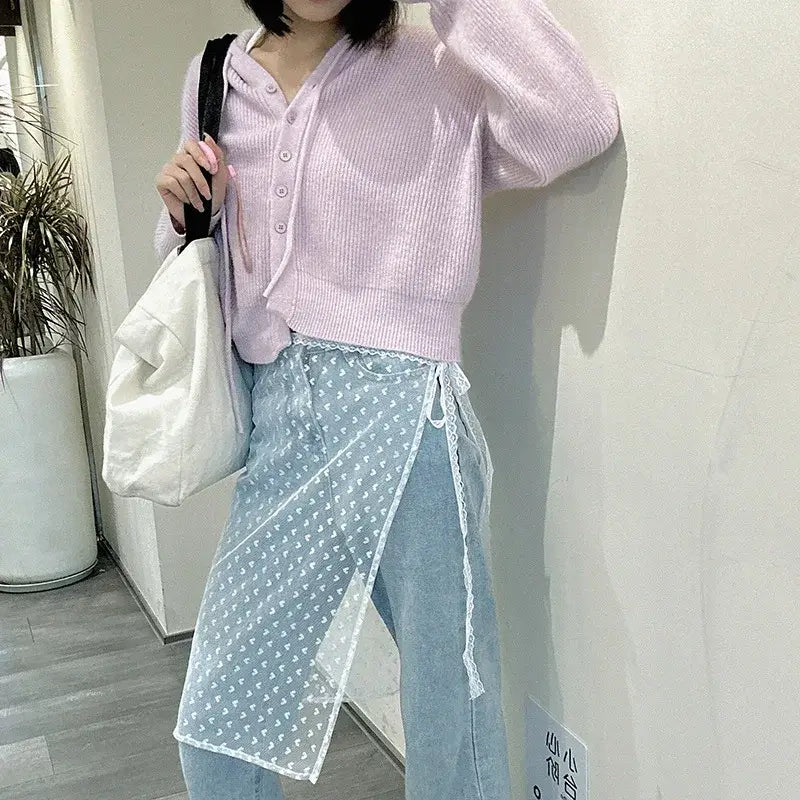 Women Vintage Lace Tulle Bandage Skirt