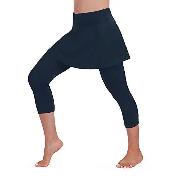 Women High Elastic 2-Piece Skirt Pants Set