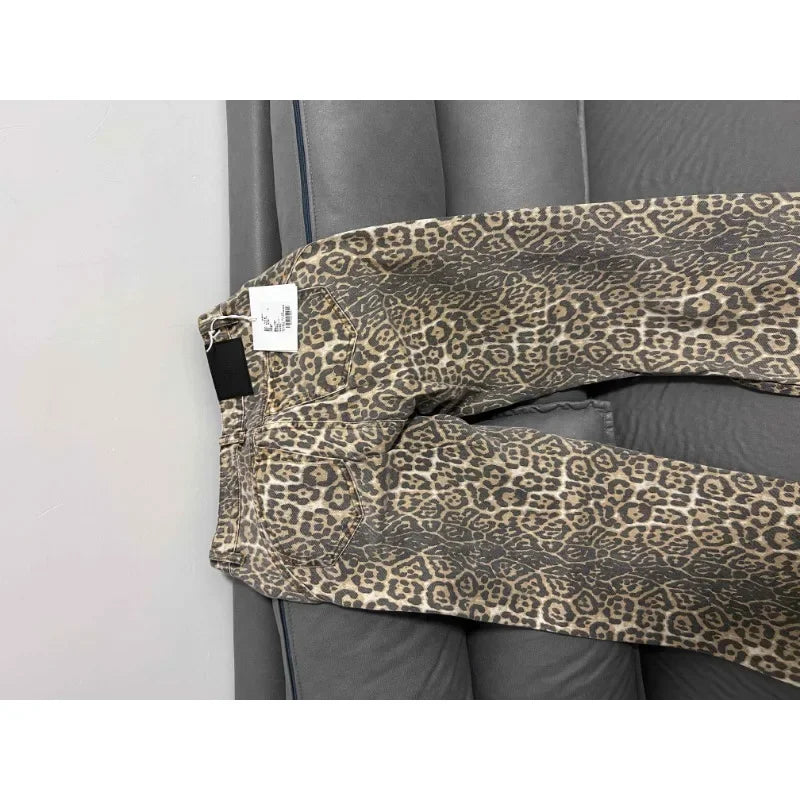 WildFur™ – Leopard Print High Waist Denim Trousers (Statement, Fierce & Urban)