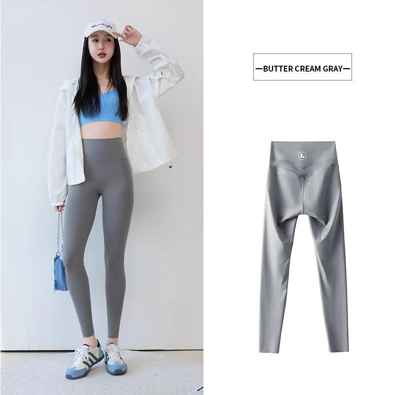 Women High Waist Push Up Sharkskin Leggings