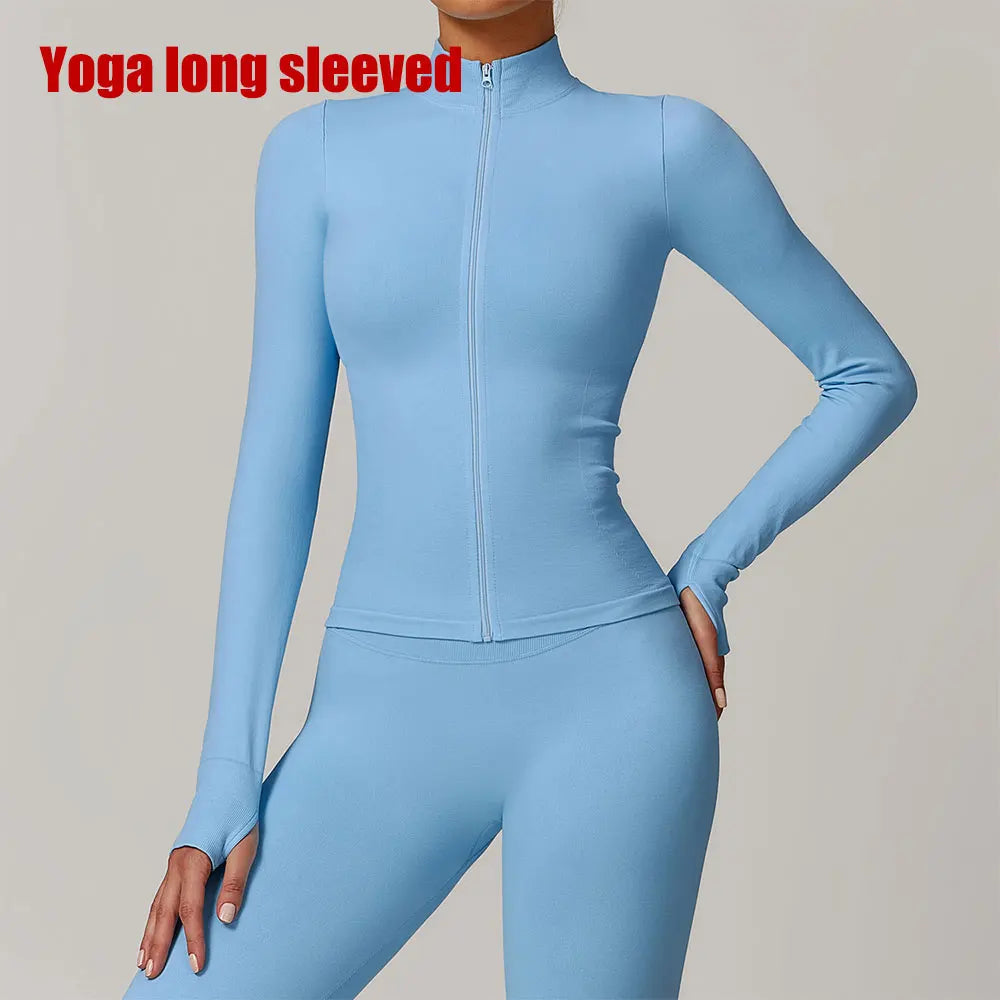 Seamless Women's Long Sleeve Yoga Jacket – Windproof Running Sports Top