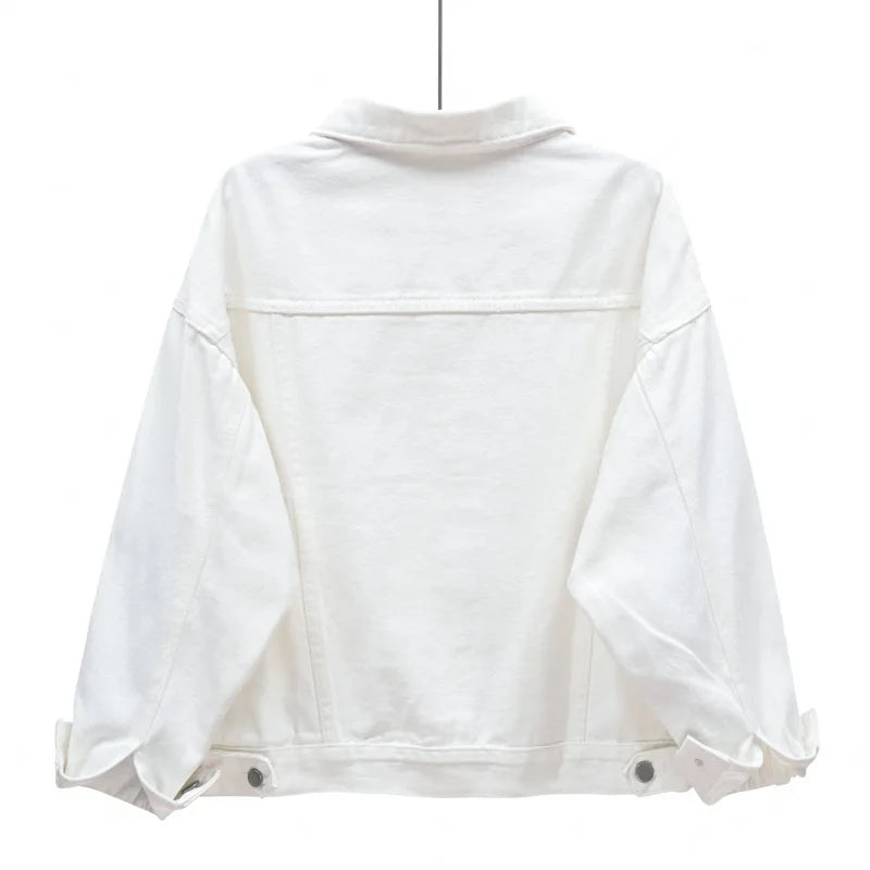 Women’s Pure Color Lapel Denim Jacket