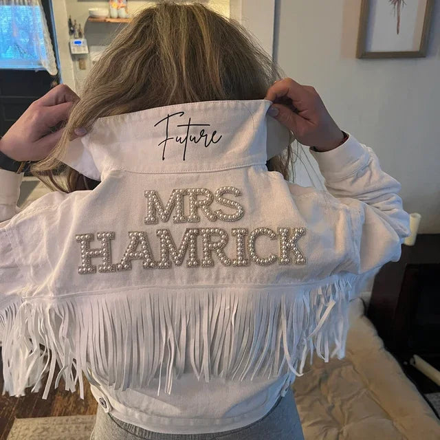 Personalised Pearl Denim Jacket for Bachelorette Party