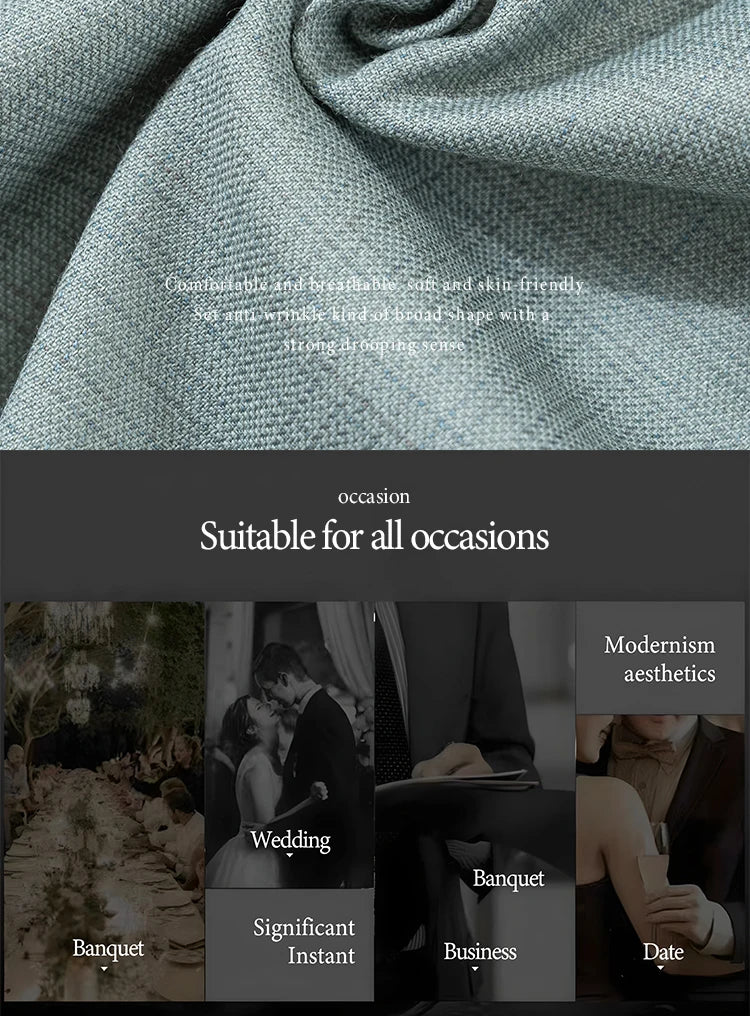 Men Slim Fit Green Summer Suit