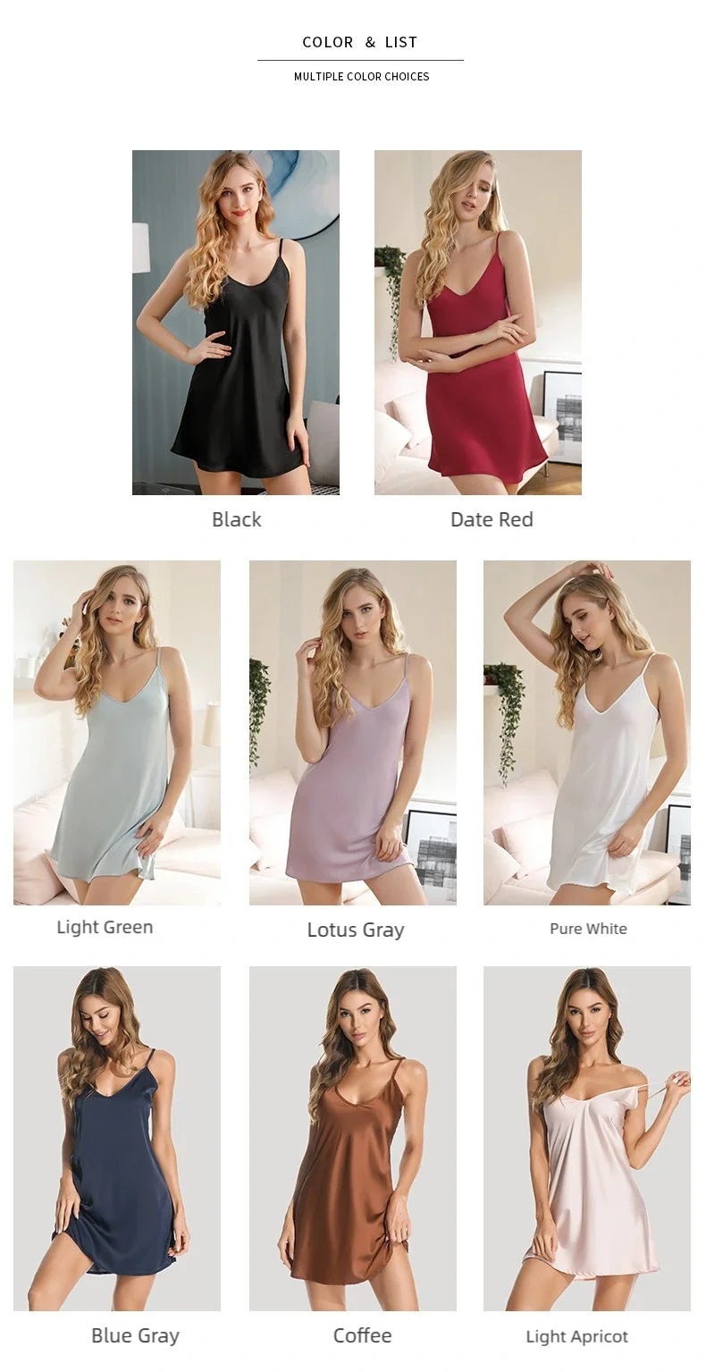 Women Deep V Silk Sleepwear