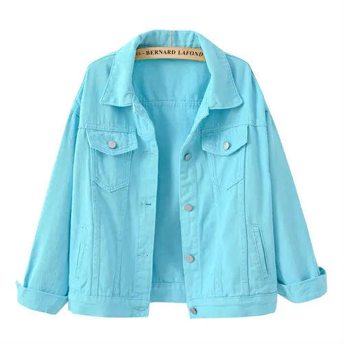Women’s Pure Color Lapel Denim Jacket