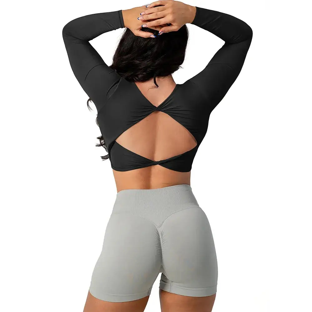 Women Open Back Long Sleeve Yoga Top
