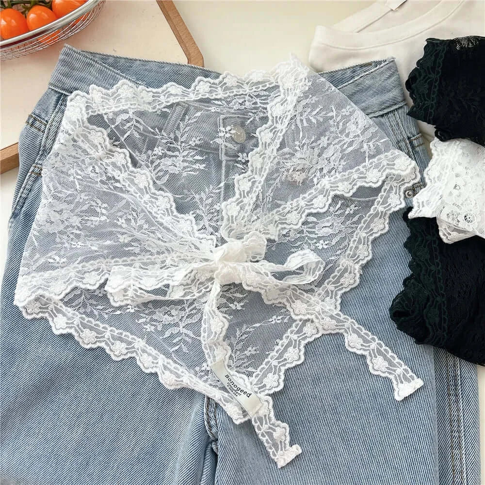Women Embroidered Lace Mini Apron Skirt