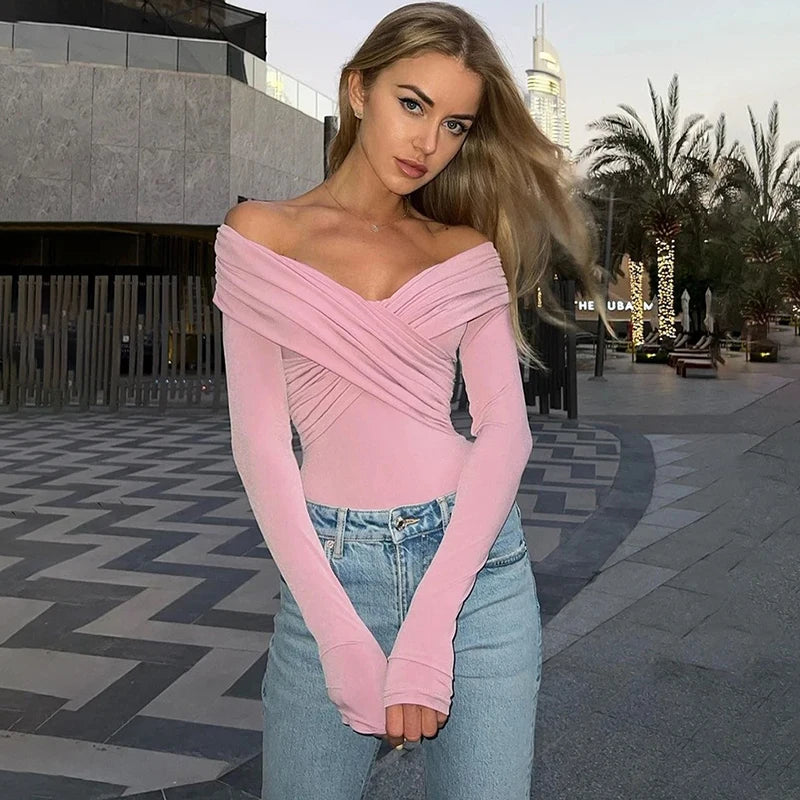 Y2K Black Long Sleeve Bodysuit – Party Clubwear