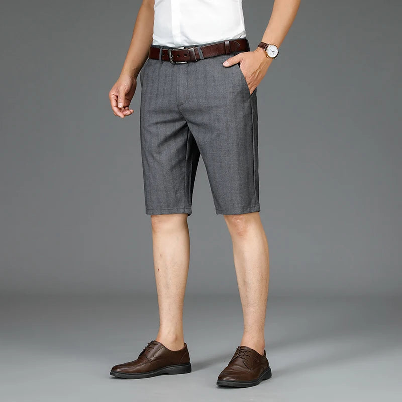 Men Striped Business Shorts