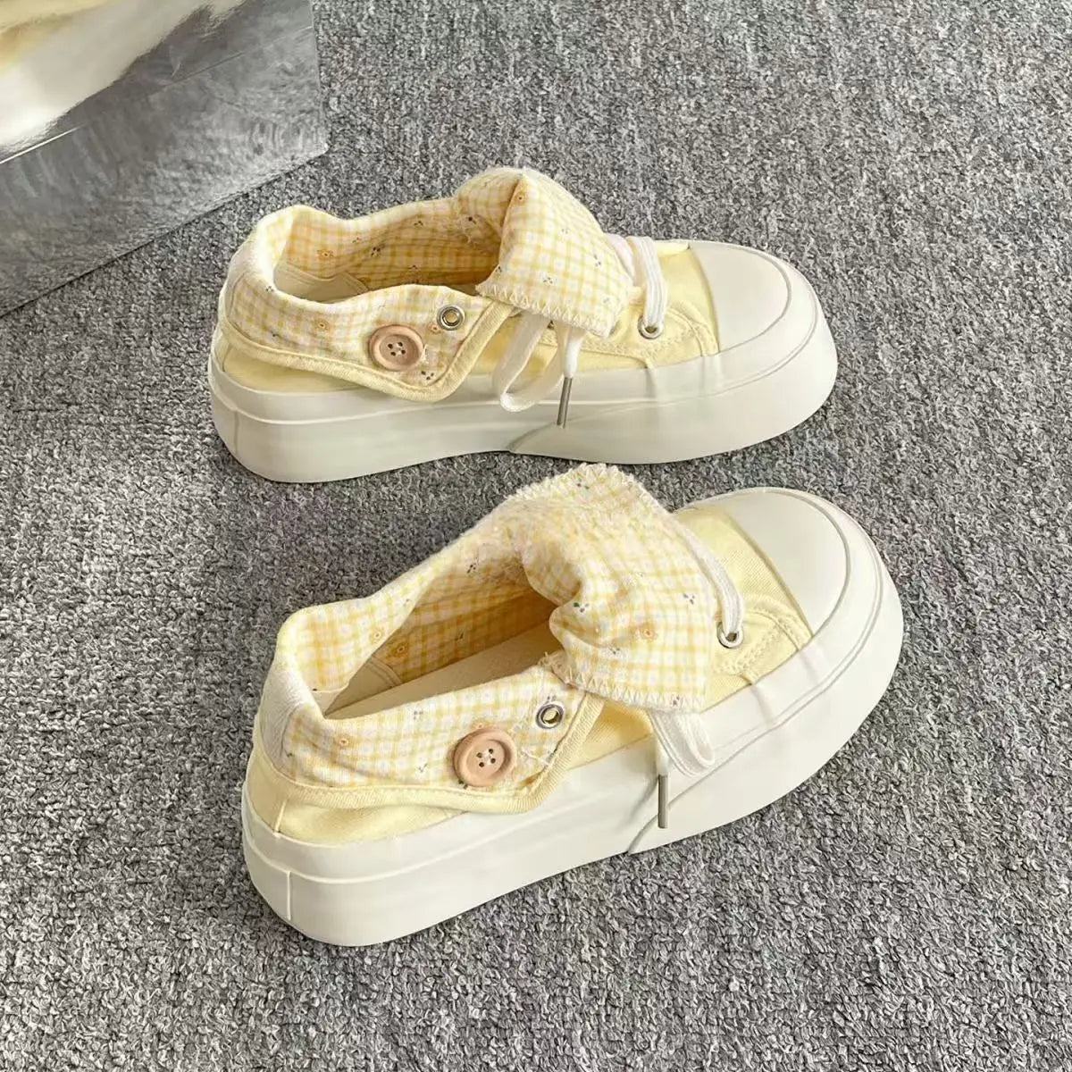 Women Canvas Shoes Thick Sole White Sneakers