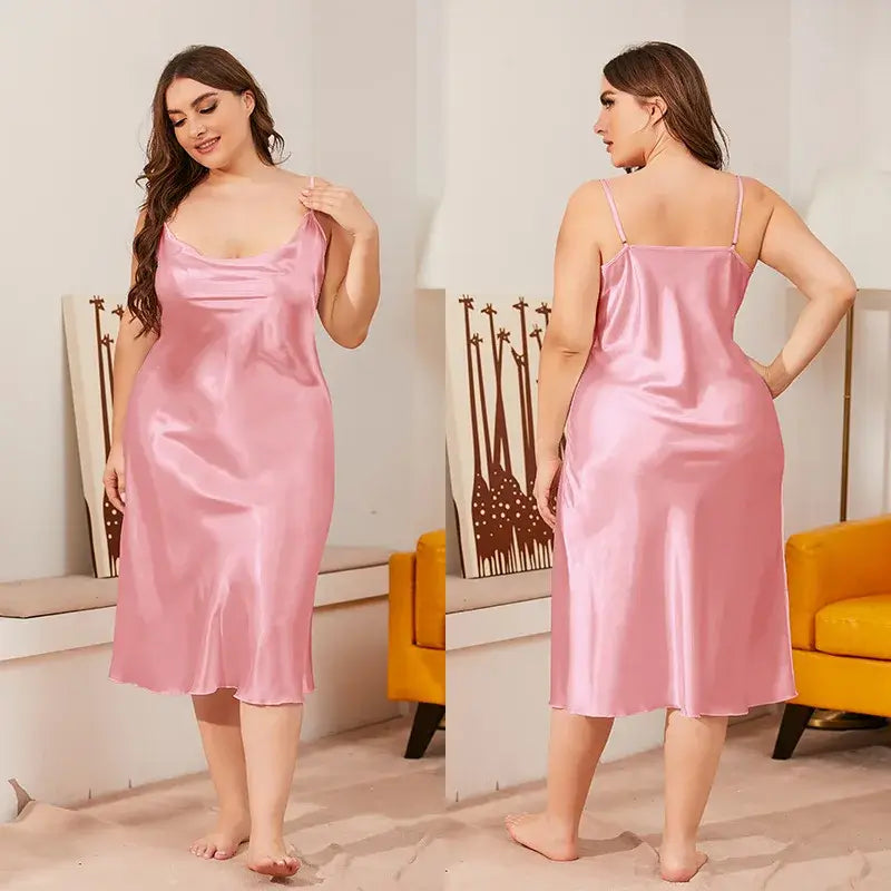 Women Satin Chemise Nightdress Plus Size Sleepwear
