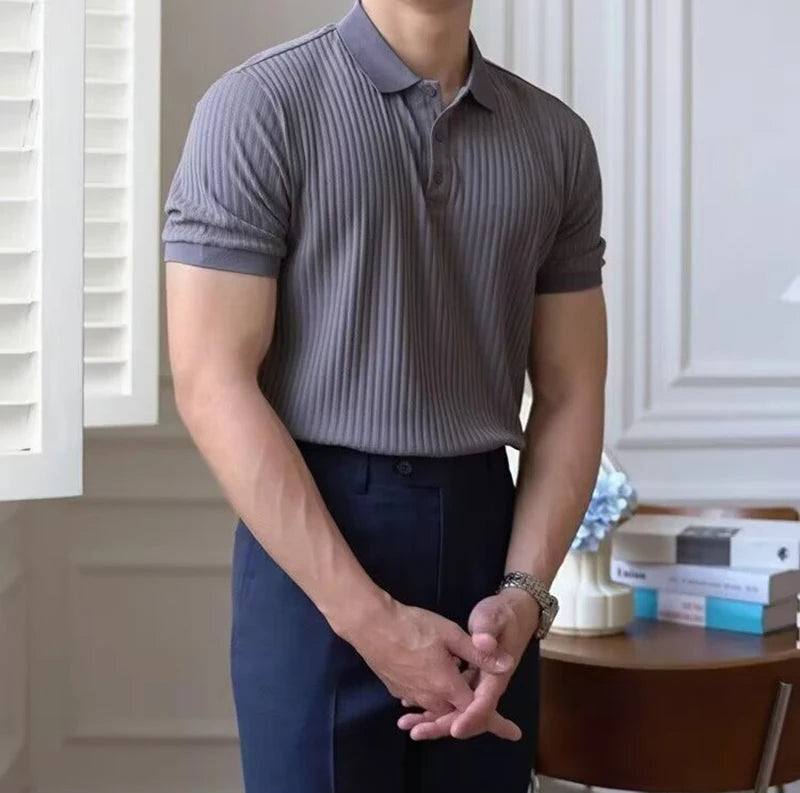 Men Stripe Polo Shirt