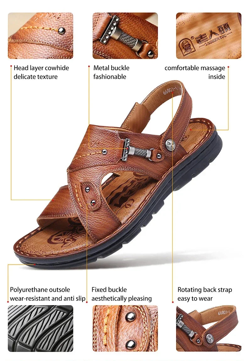 Men Leather Buckle Casual Sandals