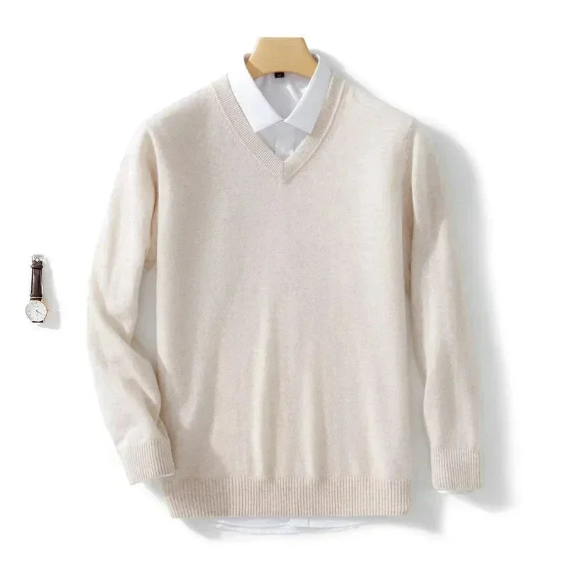 Men's Plus Size Wool V-Neck Sweater