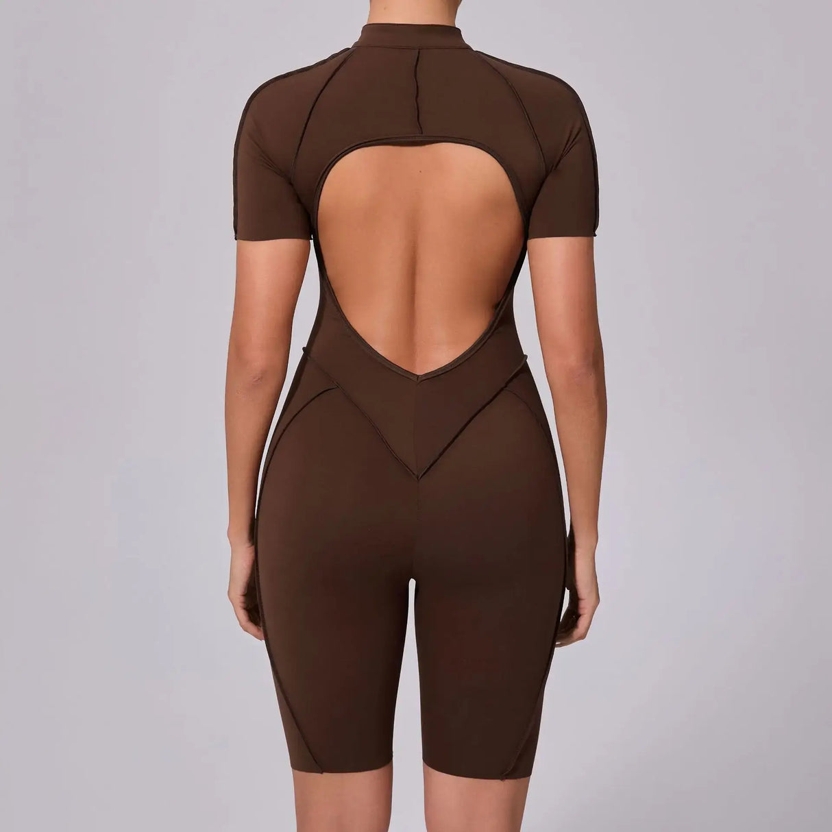Women Sports Zipper Short Jumpsuit
