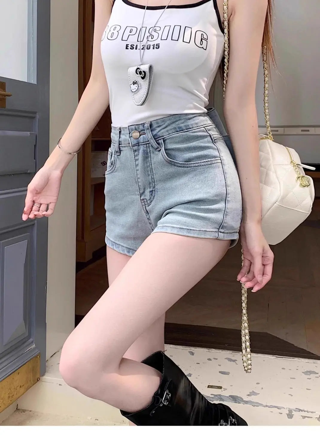 BowPop™ – Summer Hot Girl Denim Shorts (Hip Wrap, High Waist Fit)