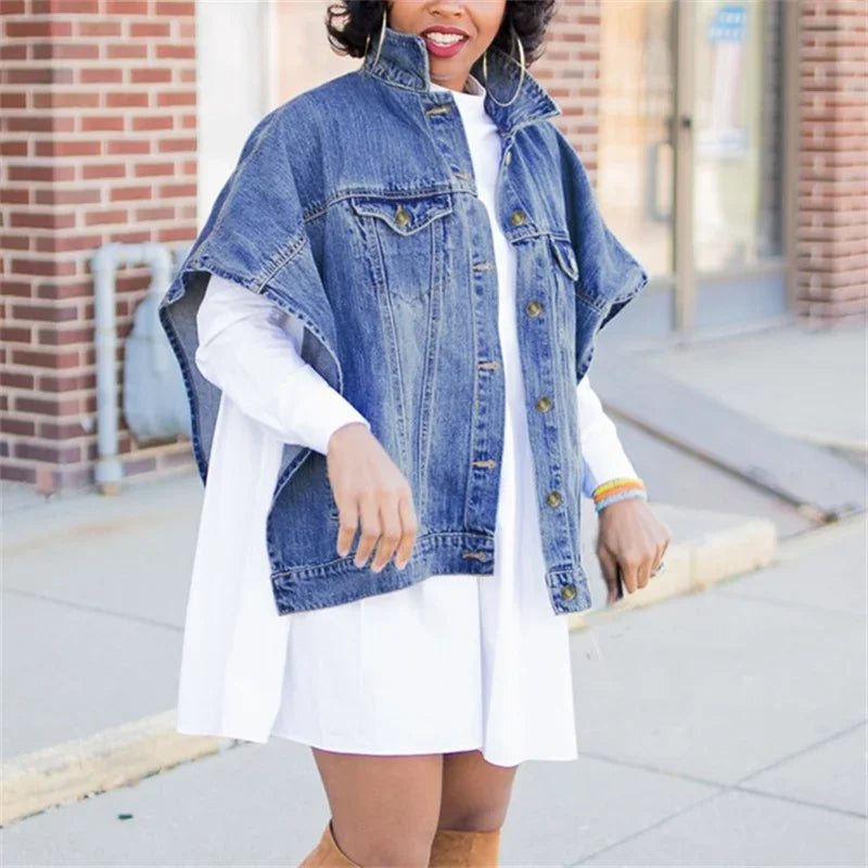Women’s Sleeveless Vintage Denim Cardigan Coat
