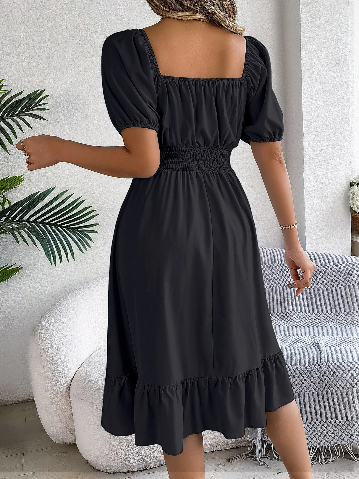 Women Square Neck Summer Dress