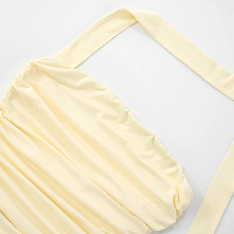 Strapless Pleated Hanging Neck Tank Top