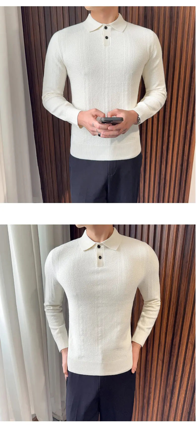 Men's Turn Down Collar Knit Sweater