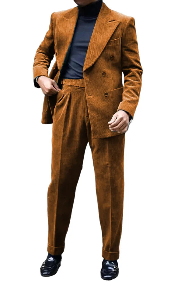 Men Corduroy 2-Piece Winter Suit